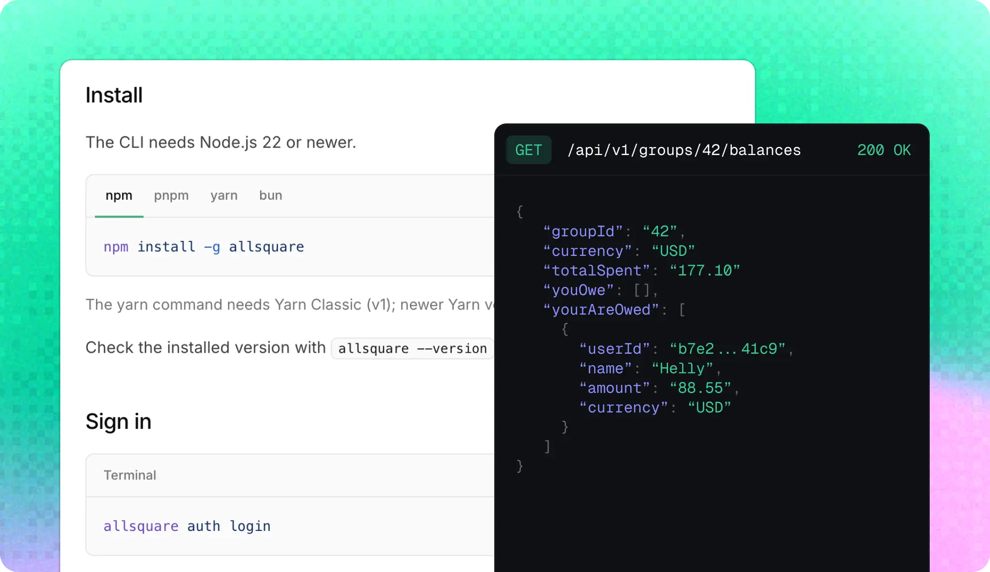 Introducing the AllSquare CLI and API.